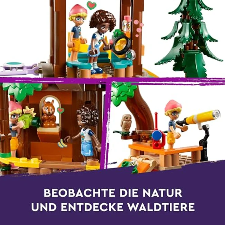 LEGO Friends Baumhaus im Abenteuercamp, Spielset mit 5 Spielfiguren und 5 Tieren, Geschenkidee für kreatives Spielen, Sportspielzeug 42631 – Bild 4