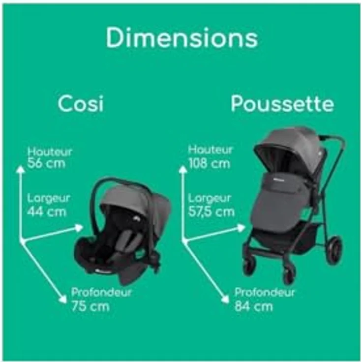 Bebeconfort Haze Trio, Kinderwagen 3-in-1 Komplettset, i-Size-Babyschale, leicht und kompakt, Tinted Grey – Bild 3
