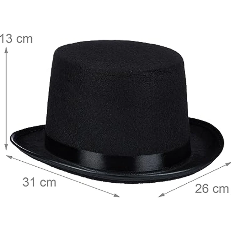Relaxdays Zylinder Hut 10er Set, Kostümzylinder für Damen & Herren, Kopfumfang 58 cm, schwarz, für Halloween und Karneval – Bild 4