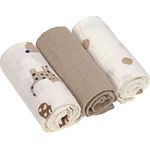LÄSSIG Baby Puckdecke Spuckdecke Pucktuch Mulltuch 3er Set Baumwolle 60 x 60 cm/Swaddle & Burp Blanket M Little Mateys Dog