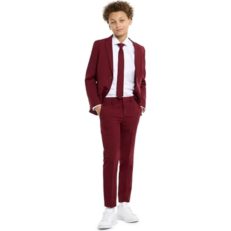 OppoSuits Blazing Burgundy Anzug für Jugendliche, Größe 146-152, festliches Kostüm – Bild 1