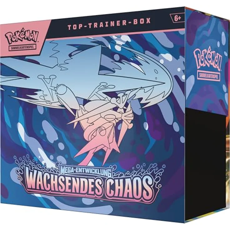 Pokémon Top-Trainer-Box Mega-Entwicklung – Wachsendes Chaos, 1 holografische Vollbild-Promokarte, 9 Boosterpacks, 40 Energiekarten und Premium-Zubehör – Bild 3