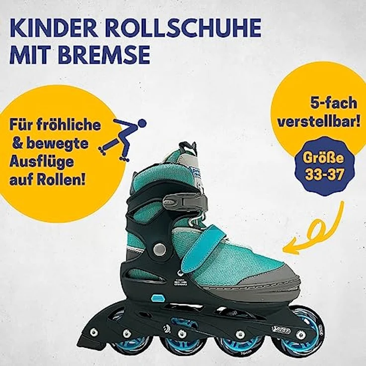 Best Sporting Inliner für Kinder 5-Fach größenverstellbar in blau I Inline Skates Kinder I robuste und hochwertige Kinder Inliner mit Bremse I Inliner Kinder mit 4 Rollen I Inliner Damen – Bild 2