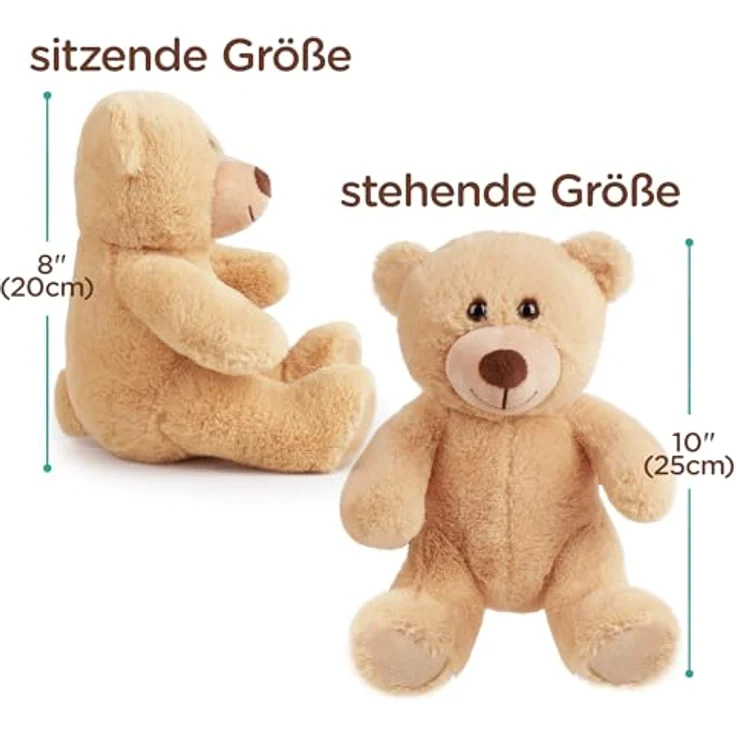 LotFancy Teddybär Plüschtier Set, 2 Stück je 20 cm Klein Hellbraun, Kuscheltier Spielzeug für Kinder, Geschenke zu Geburtstag und Valentinstag – Bild 2
