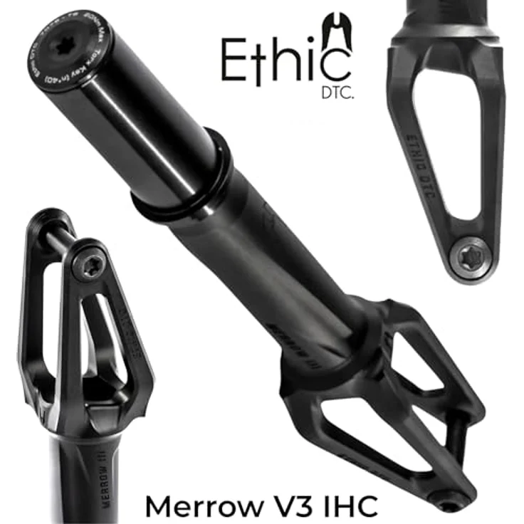 Ethic DTC Merrow V3 Stunt-Scooter Gabel IHC 229g Schwarz - Leichteste Gabel der Welt, Aluminium 7075-T6, Kompatibel mit 120 mm Laufrädern – Bild 2
