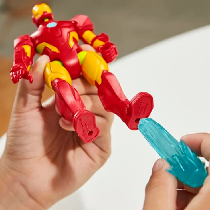AVENGERS MixMashers Marvel Iron Mix-and-Match Action-Figur mit Captain America Powerpunch und Repulsor Blast, rot-blau – Bild 5