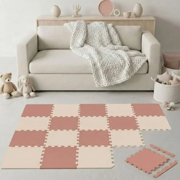 LittleTom Puzzlematte für Kinder, 18-teiliges Set in Pastellfarben, TÜV-geprüfte Spielmatte 30x30 cm, anti-allergen, wasserfest und abwaschbar für drinnen und draußen – Bild 1