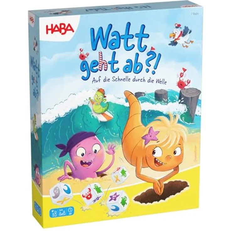 HABA Watt geht ab?! – 3D-Strand-Würfelspiel für 2–4 Spieler ab 6 Jahren, mit Wellen-Action und strategischem Spielspaß – Bild 1
