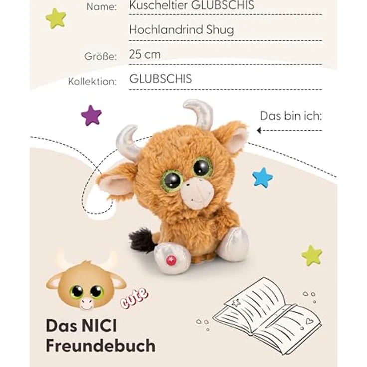 NICI Kuscheltier GLUBSCHIS Hochlandrind Shug 25cm - braun, flauschiges Stofftier aus weichem Plüsch, niedliches Plüschtier für Kinder und Erwachsene, perfekte Geschenkidee – Bild 5