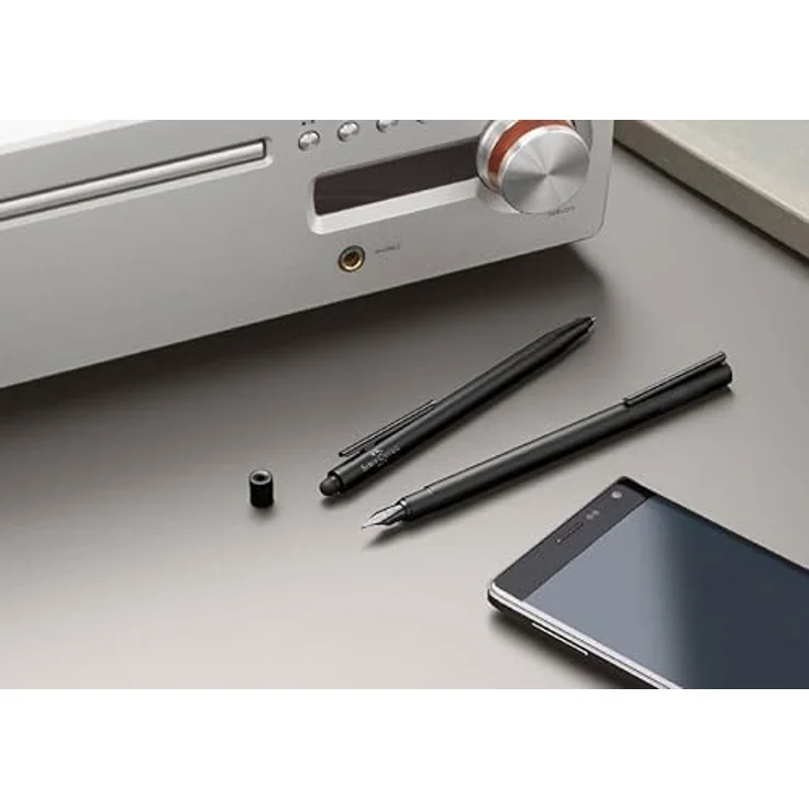 Faber-Castell Neo Slim Metal, Kugelschreiber mit mattem Schwarz-Chrom-Schaft und federbelasteter Metallklammer, schwarz – Bild 6