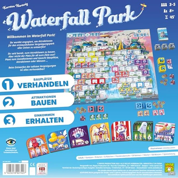 Repos Production Waterfall Park (d), Familienspiel mit Verhandlungs-Elementen und bunten Attraktionen – Bild 4