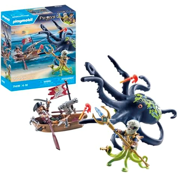 PLAYMOBIL Pirates 71419 Kampf gegen den Riesenoktopus ab 4 Jahren, Spielfiguren-Set in hochwertiger Qualität – Bild 1