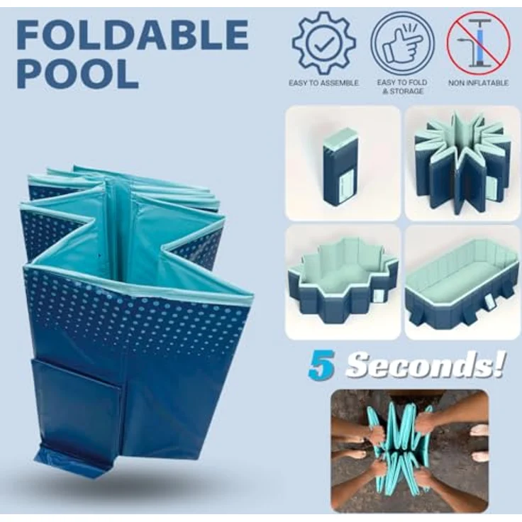 BEST DIRECT INDUSTEX Planschbecken Foldable Pool, tragbarer Kinder- und Hundepool, abnehmbar, 180 x 110 x 50 cm, 348 Liter Fassungsvermögen, rutschfester Boden, leicht zu reinigen – Bild 3