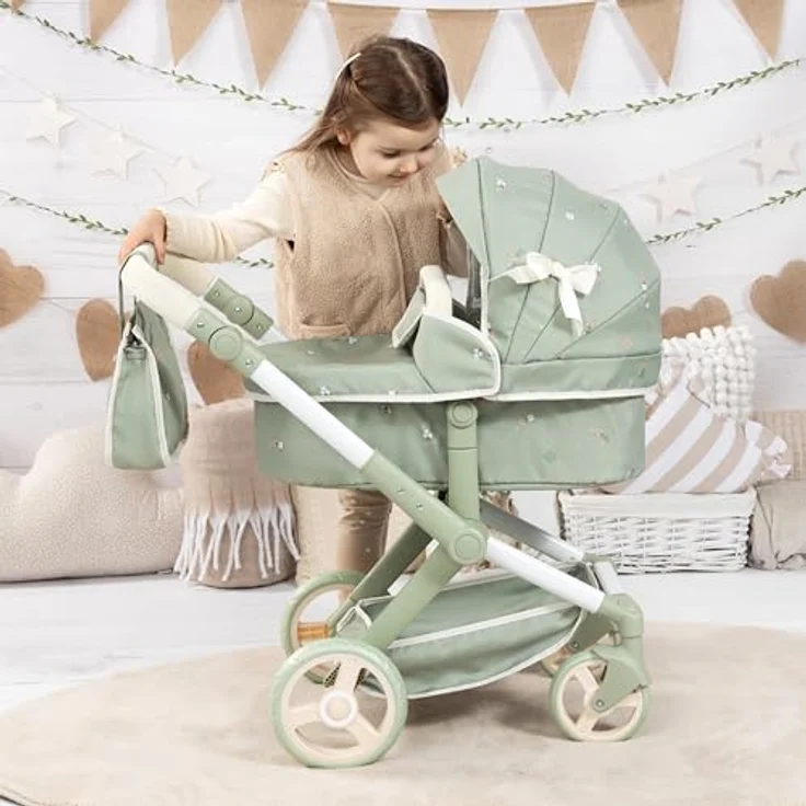 Bayer Design Puppenwagen Xeo, höhenverstellbar und wandelbar, mit Tasche und schwenkbaren Vorderrädern, für Puppen bis 46 cm – Bild 4