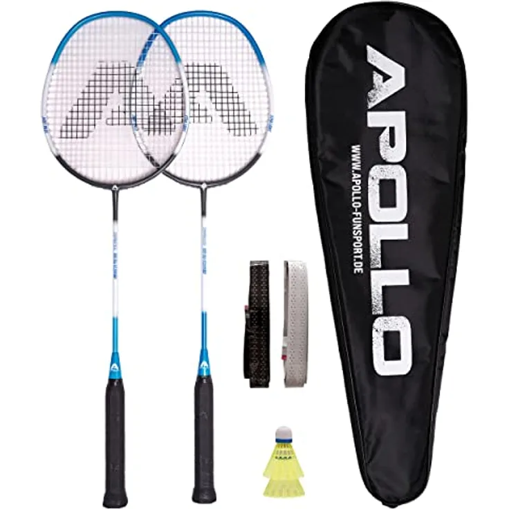 Apollo Badminton Set | Carbon Profi Badmintonschläger | Leichtgewicht Badminton Schläger | Federballschläger Set für Training, Sport und Unterhaltung mit Schlägertasche | Federball Set Kinder