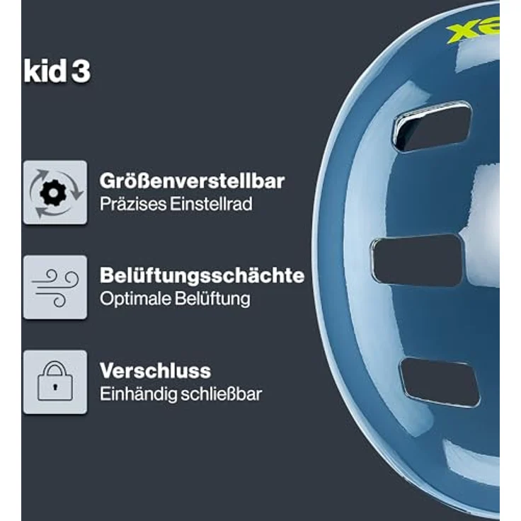 Uvex Kid 3, robuster Fahrradhelm für Kinder mit individueller Größenanpassung, waschbarer Innenausstattung, Stone Blue pow, 55-58 cm – Bild 2