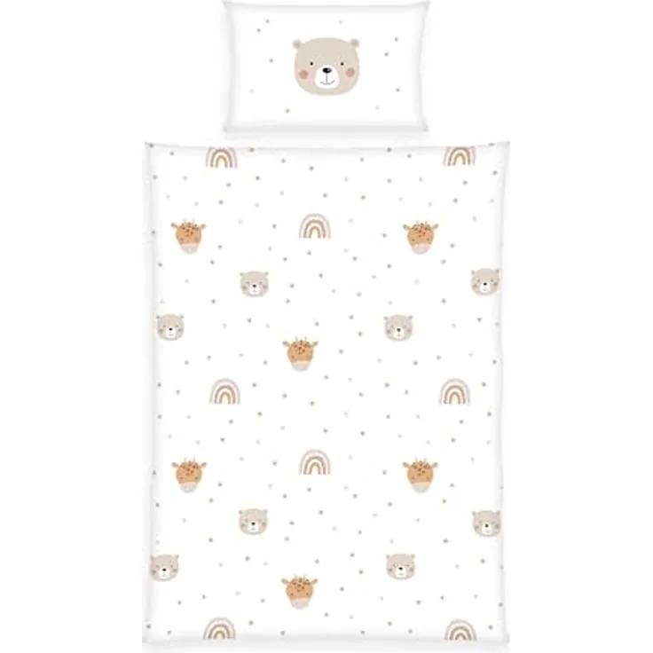 Herding babybest Little Friends Winterbettwäsche, Kopfkissenbezug 40 x 60 cm mit Hoteleinschlag, Bettbezug 100 x 135cm, Mit Reißverschluss, 100% Baumwolle/Flanell