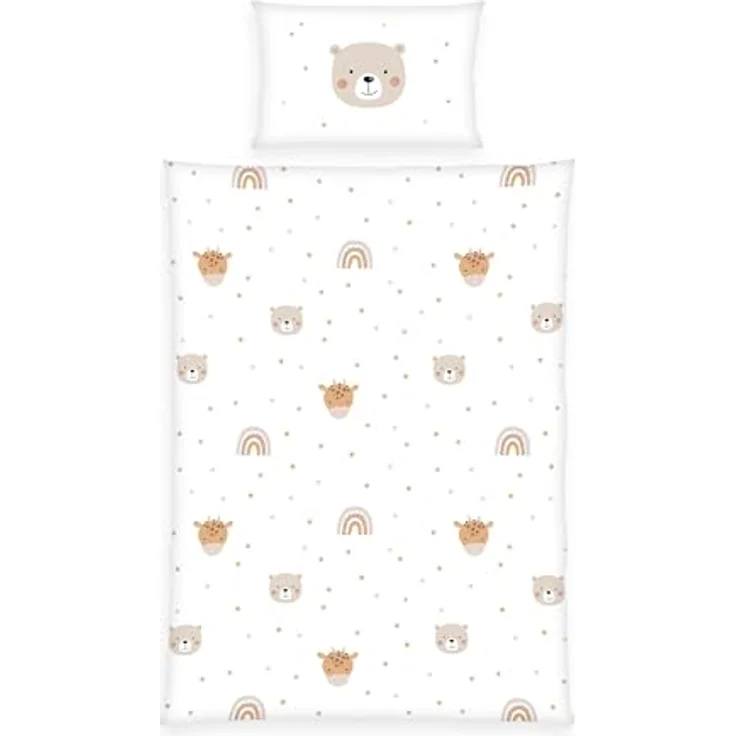 Herding babybest Little Friends Winterbettwäsche, Kopfkissenbezug 40 x 60 cm mit Hoteleinschlag, Bettbezug 100 x 135cm, Mit Reißverschluss, 100% Baumwolle/Flanell – Bild 1