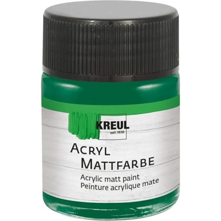 KREUL 75522 Acryl Mattfarbe, grün, cremig deckend, schnelltrocknend, 50 ml, auf Wasserbasis, für viele Untergründe geeignet – Bild 1