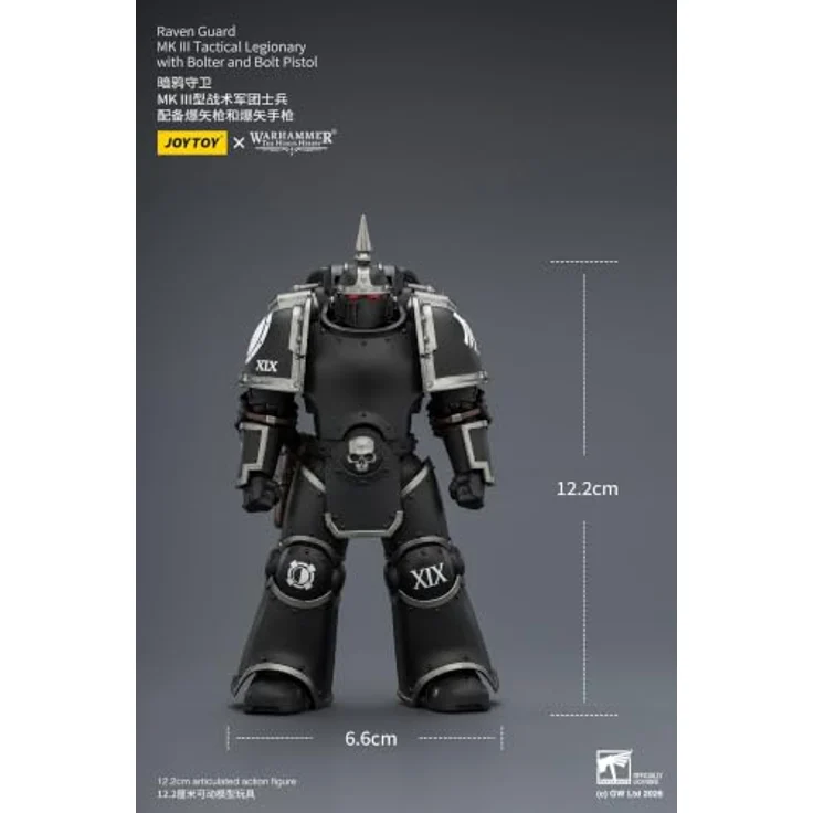 Joy Toy Warhammer Raven Guard MK III Tactical Legionary, detailreiche Sammelfigur mit Bolter und Bolzenpistole, 12 cm hoch, voll beweglich – Bild 3