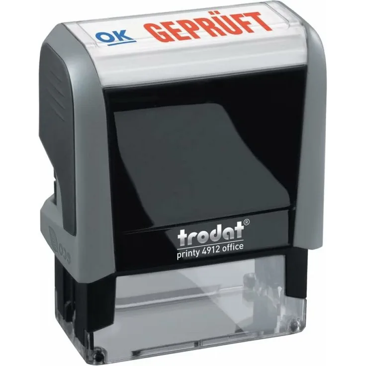 TRODAT Stempel Textstempel "Geprüft" printy 4912 office selbstfärbend blau, rot - Trodat Office Printy 4.0 mit 2-Farben-Aufdruck und modernem Design