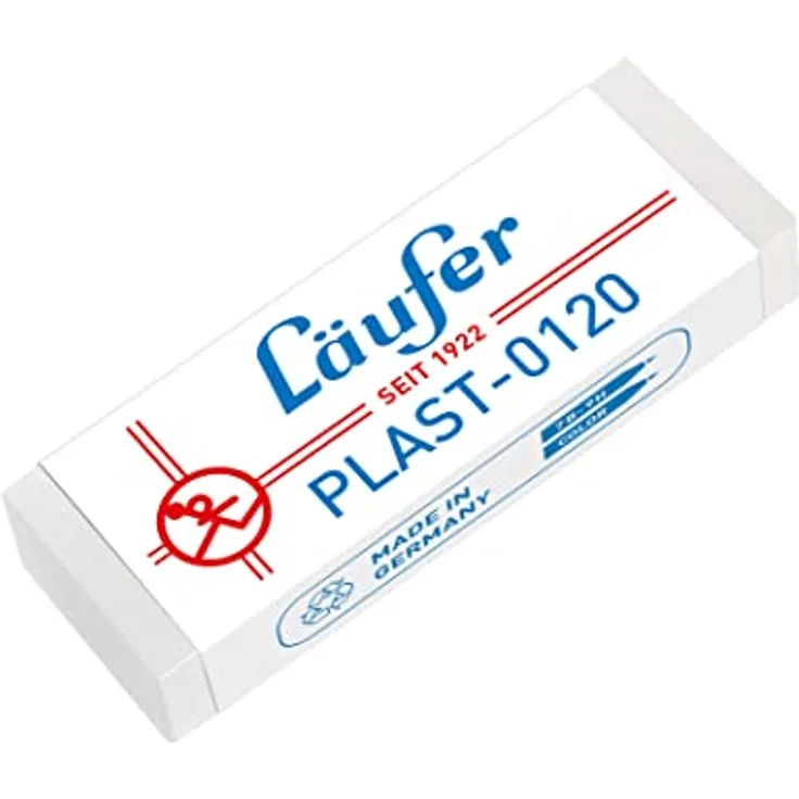 Läufer 00120 Plast 0120 Radierer, Radiergummi aus Kunststoff, für Bleistifte und Buntstifte, transparent, groß