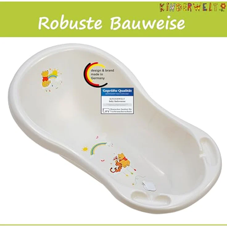 Baby Badewanne 84 cm mit Stöpsel Disney Winnie Pooh perl weiß Babywanne – Bild 9