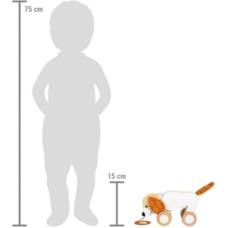Small Foot - Wooden Sled Dog with Crinkly Ears, Schiebe- & Ziehspielzeug für Babys – Bild 6
