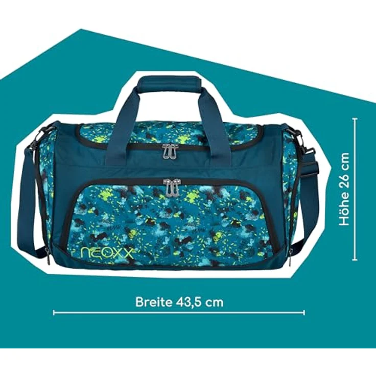 neoxx Sporttasche Move, Petrol Extreme, teilweise aus recyceltem Material, mit Schuhfach und 100% recyceltem Innenfutter – Bild 5