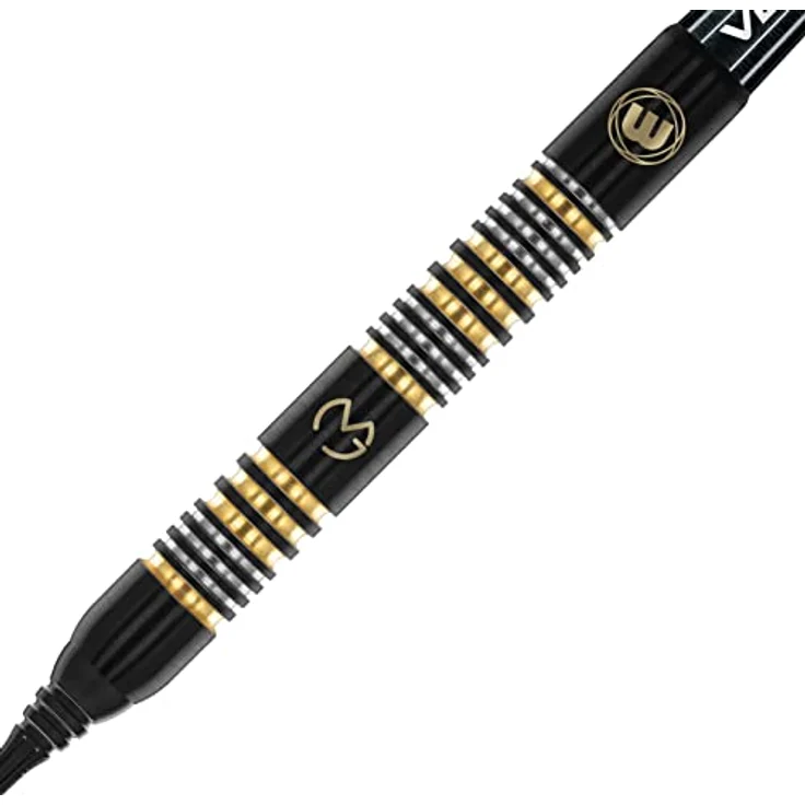 Winmau MvG Trilogy Softdarts, 20 g, 90% Tungsten, schwarze Barrelbeschichtung mit goldenen und silbernen Highlights – Bild 3