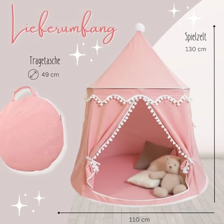 LIONHERZ® DAS ORIGINAL Spielzelt aus Baumwolle/Hanf, Kinderzelt Tipi Indoor mit CirculAir-Stoff für optimale Luftzirkulation, stabil und liebevoll gestaltet – Bild 4