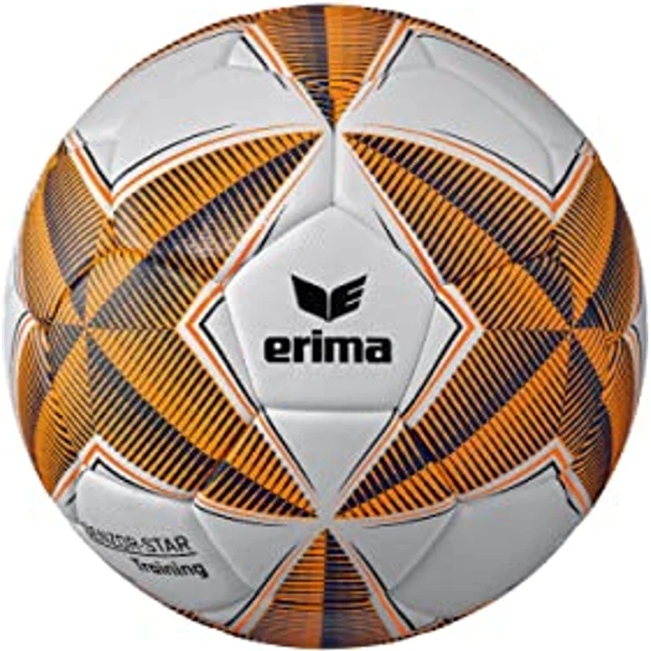 Erima SENZOR-Star Training Fußball, New Navy/orange, 5 - Langlebiges PU-Material mit 3D-Struktur, RESIST-Digital Technology, ABS Ventil, Latex-Blase – Bild 1