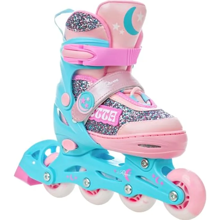RAVEN Inline Skates Inliner für Kinder Mädchen verstellbar (Etta Blue/Pink, Abec7 Kugellager, DSAS, belüfteter Innenschuh)