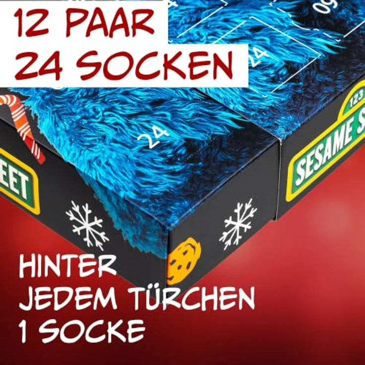 United Labels Sesamstraße Adventskalender, 12 Paar Socken für Herren in Größe 40-45, Mehrfarbig, Sneakers und lange Socken – Bild 7