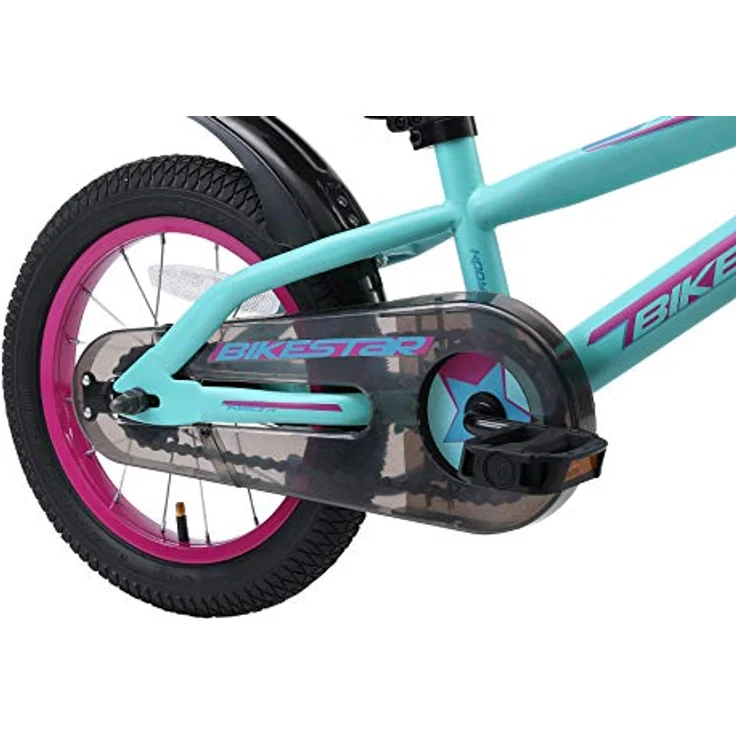 BIKESTAR Kinderfahrrad 14 Zoll für Mädchen und Jungen ab 4 Jahre | Kinderrad Urban Jungle | Türkis & Berry | Leicht, Stabil, Sicher | Risikofrei Testen – Bild 4