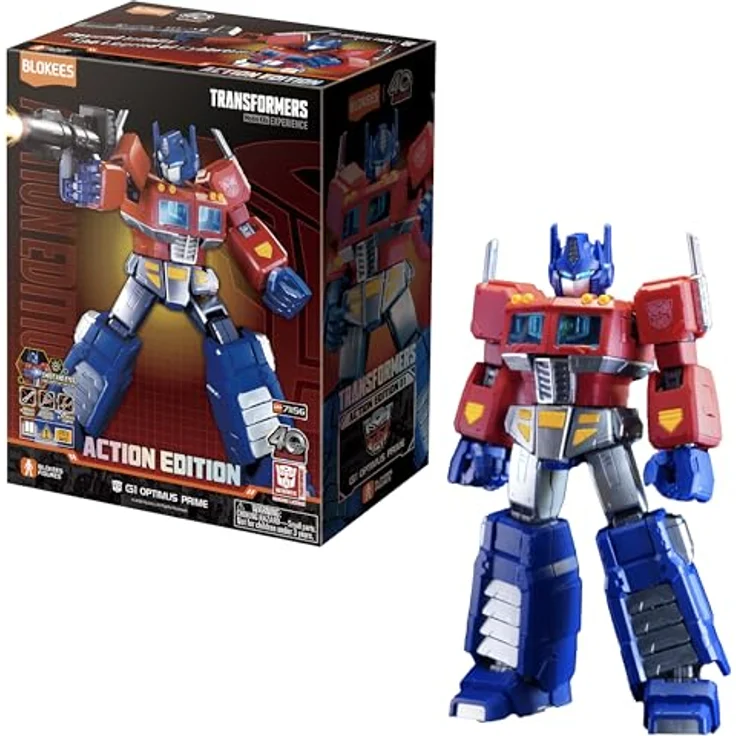BLOKEES Transformers Classic Class G1 Optimus Prime Modell, 18 cm hoch, mit Ionenblaster, Energon-Axt und Jetpack, leuchtende Augen – Bild 1