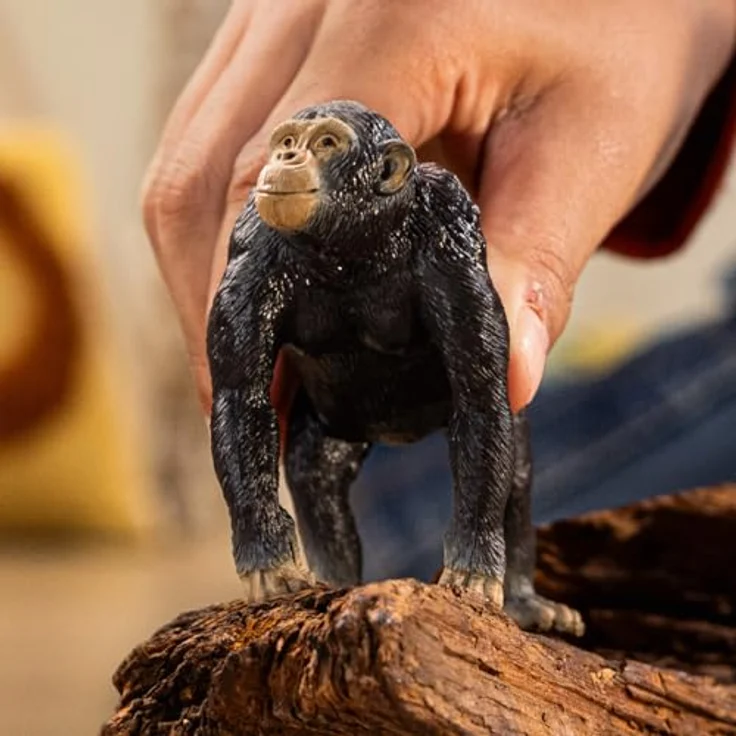 Schleich Schimpanse (14883), Wild Life Figur 8,7 x 4,6 x 6,6 cm, schwarz – Bild 2