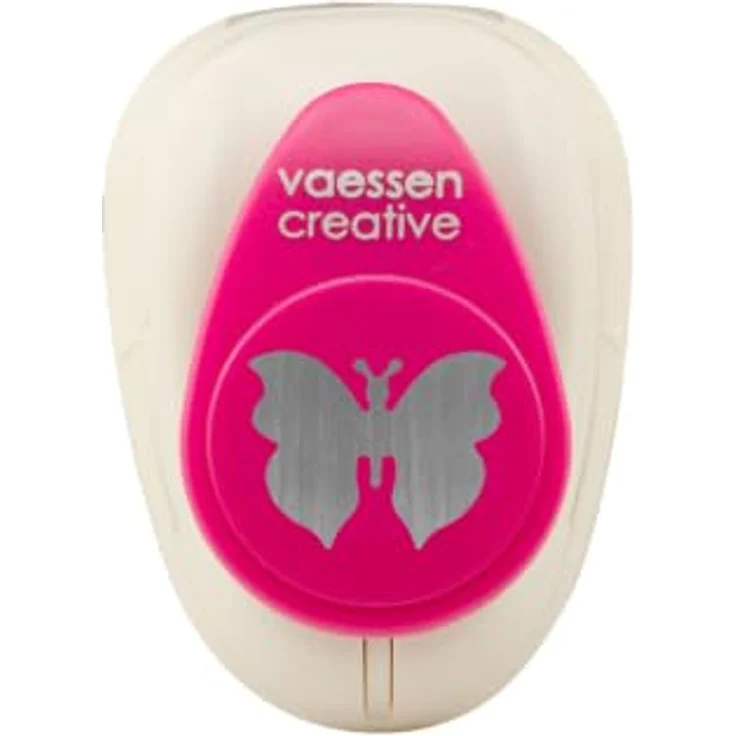 Vaessen Creative Motivstanzer Schmetterling, 1.7 x 2.1 cm, für Bastelpapier, Tonpapier und Scrapbookpapier, Weiß-gold – Bild 1