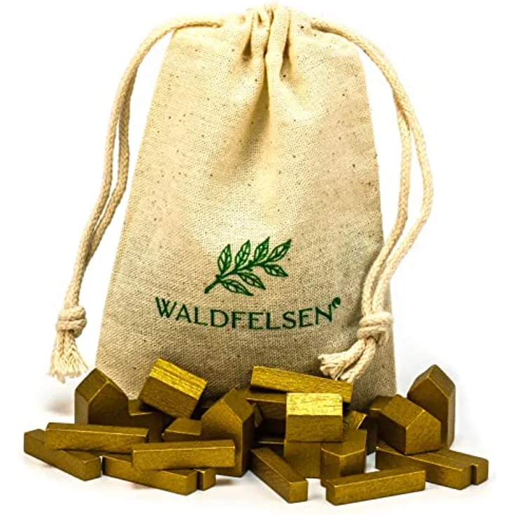 Waldfelsen® Holzfiguren für Die Siedler, 4 Städte, 5 Siedlungen und 15 Straßen, goldfarben – Bild 2