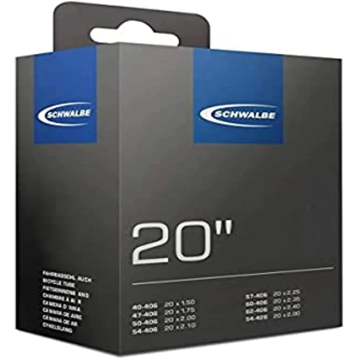Schwalbe Luftschlauch DV7, schwarz, für Kinderfahrräder, 20 Zoll, 20 x 1.50-2.40" 40/62-406 DV40 mm