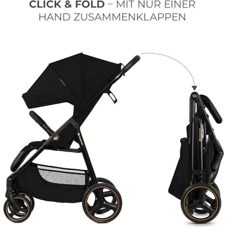 Kk Kinderkraft TRIG 3 Kinderwagen, Schwarz, Breiter und tiefer Sitz, Liegeposition, 4 Rad Dämpfung, Großes Dach, 5-Punkt-Gurt, bis zu 25 kg – Bild 3