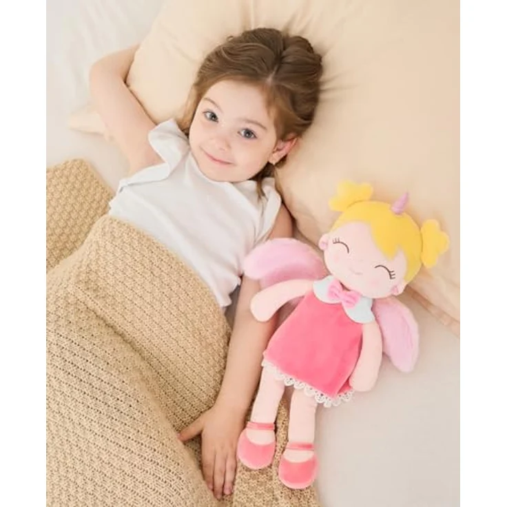GAGAKU Weiche Stoffpuppe 40cm Einhorn Schutzengel, Kuschelpuppe aus umweltfreundlichem Material, rosa, für Kinder von 3-5 Jahren, Maschinenwaschbar – Bild 2