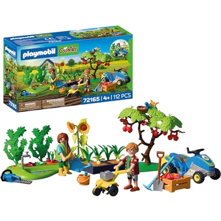 Playmobil Idyllic Vegetable Garden, Spielset mit Apfelbaum, Rasenmäher und Gemüsefiguren, Modell 72165 – Bild 1
