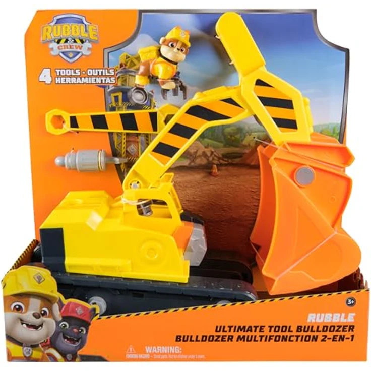 Amigo Rubble Rubbles Deluxe Tool Fahrzeug, 2-in-1 Planierraupe mit 4 abnehmbaren Werkzeugen und 6 cm Rubble-Figur – Bild 10