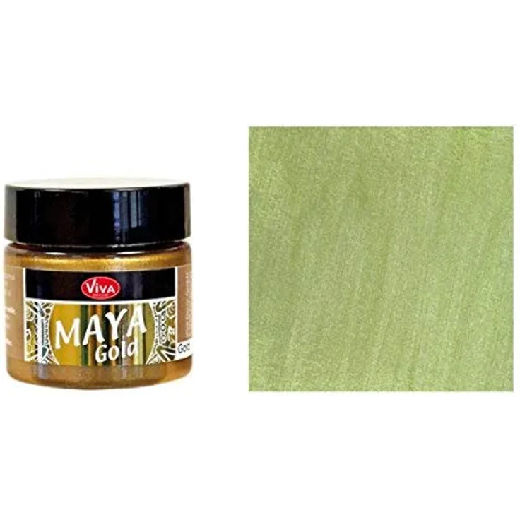 Viva Decor Maya Gold Glanz Jar, 50 ml seidenmatt metallisch schimmernde Effektfarbe in Avocado