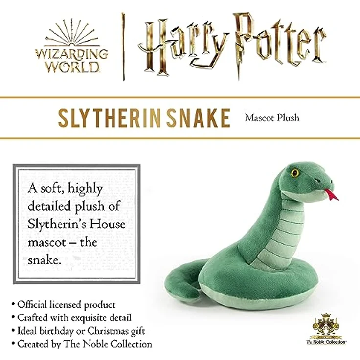 The Noble Collection Plüschfigur Harry Potter – Slytherin Schlange Plüschtier, Stofftier mit Hauswappen, 15 x 18 x 19 cm, grün – Bild 3