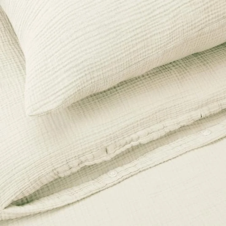Schiesser Bettwäscheset Molly | Musselin | 100% Baumwolle aus nachhaltiger Produktion | 135x200cm + 80x80cm | Offwhite – Bild 3
