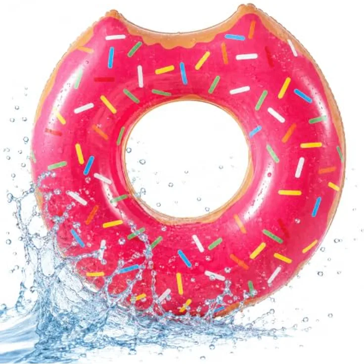 TK Gruppe Timo Klingler Aufblasbarer Donut Schwimmring braun Ø 120 cm mit Biss - XXL-Schwimmreifen für Pool, Strand & See, ideal für Erwachsene und Kinder