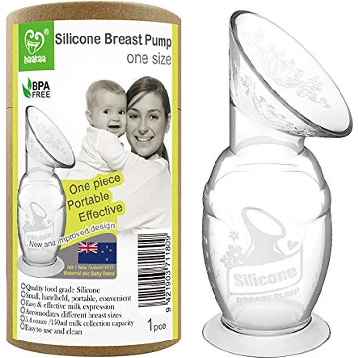 Haakaa Manuelle Milchpumpe mit Saugfuß, 150 ml, aus 100 % lebensmittelechtem Silikon, BPA-frei – Bild 1