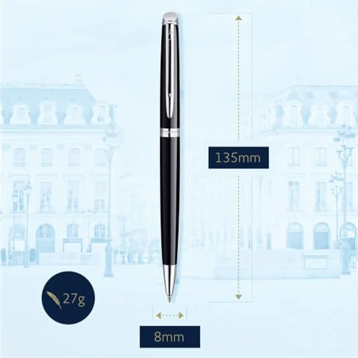 Waterman Hémisphère, Schreibstift mit palladium-plattierter Oberfläche und feiner Ziselierung, Schwarz-Silber – Bild 3